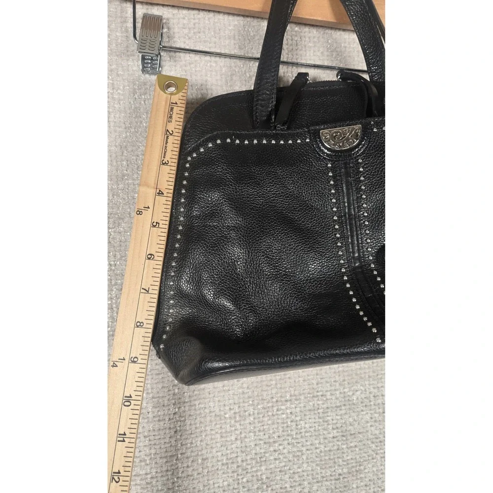Brighton Black‎ Pebble Leather Studded Satchel Handbag Heart Charm No Straps